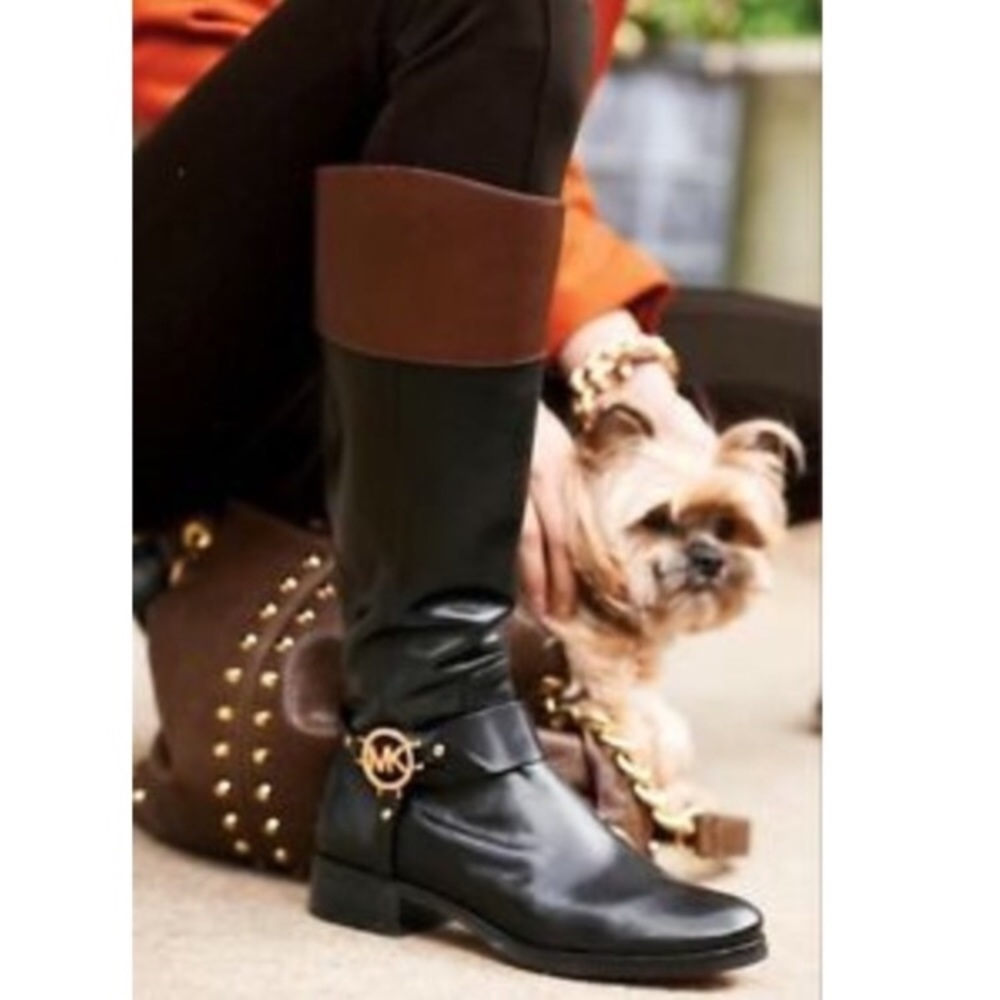 NIB Michael Kors Fulton Harness Leather Riding Boots 8